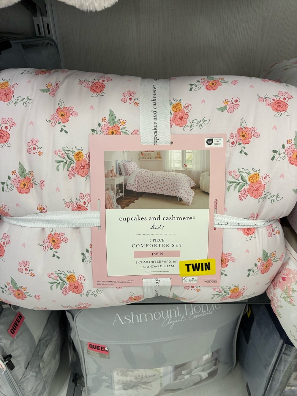 cupcakes & cashmere Kids Floral Pink Twin Comforter Set
